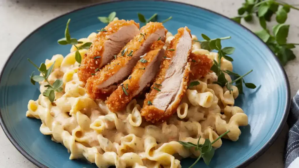 Crispy Chicken with Creamy Pasta