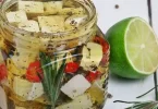 Marinated Cheese Appetizer with Salami