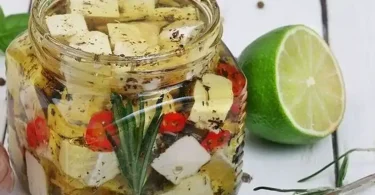 Marinated Cheese Appetizer with Salami