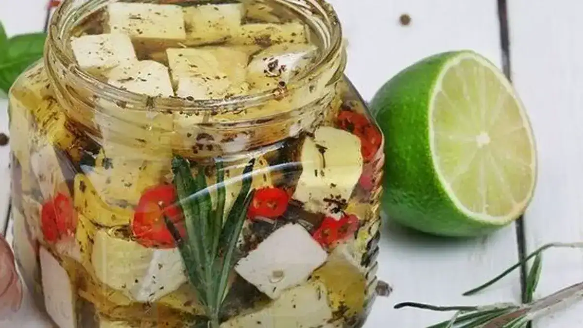 Marinated Cheese Appetizer with Salami