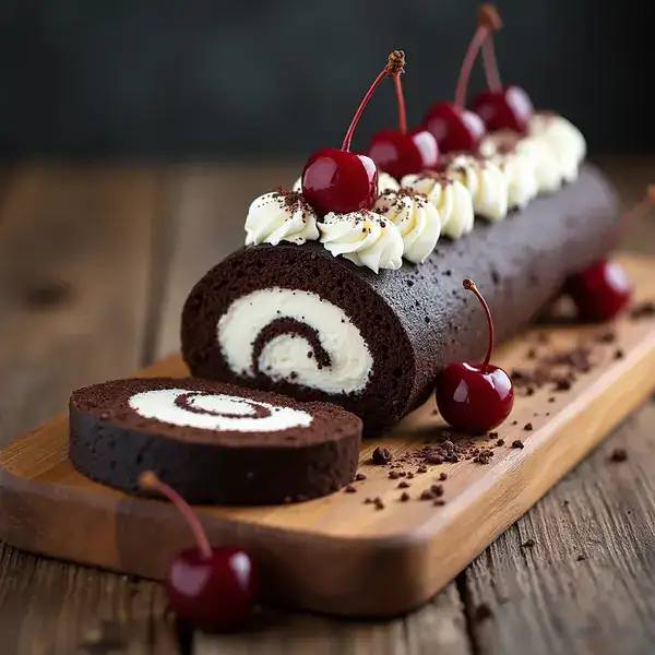 Elegant Black Forest Cake Roll