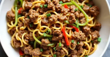 Mongolian Ground Beef Noodles