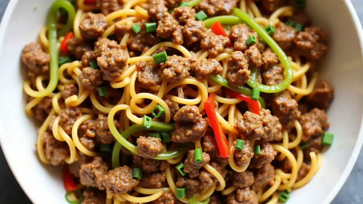 Mongolian Ground Beef Noodles
