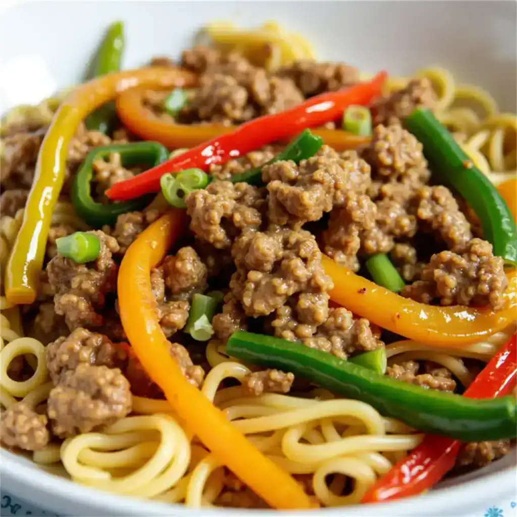 Mongolian Ground Beef Noodles