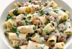 Creamy Garlic Sausage Alfredo Rigatoni to Savor