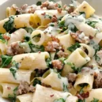 Creamy Garlic Sausage Alfredo Rigatoni to Savor