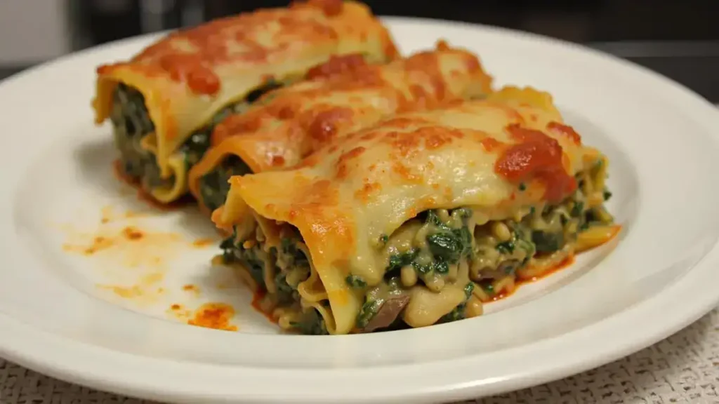 Mushroom and Spinach Lasagna Rolls