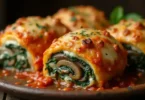 Mushroom and Spinach Lasagna Rolls