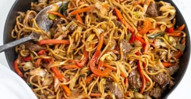 Tasty Mongolian Ground Beef Noodle Meal