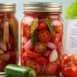pickled cherry tomatoes red onions and cucumbers