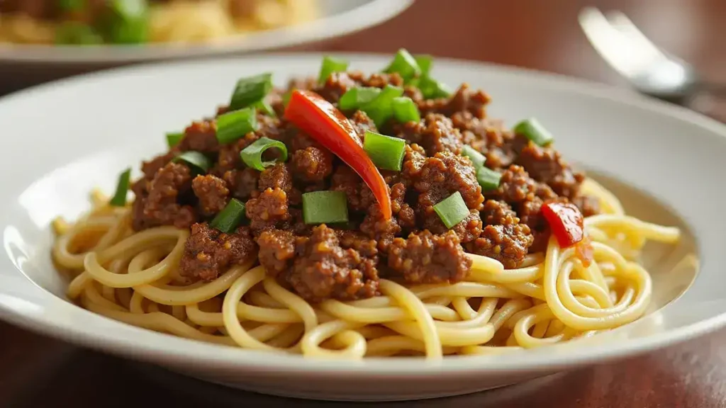 Mongolian Ground Beef Noodles