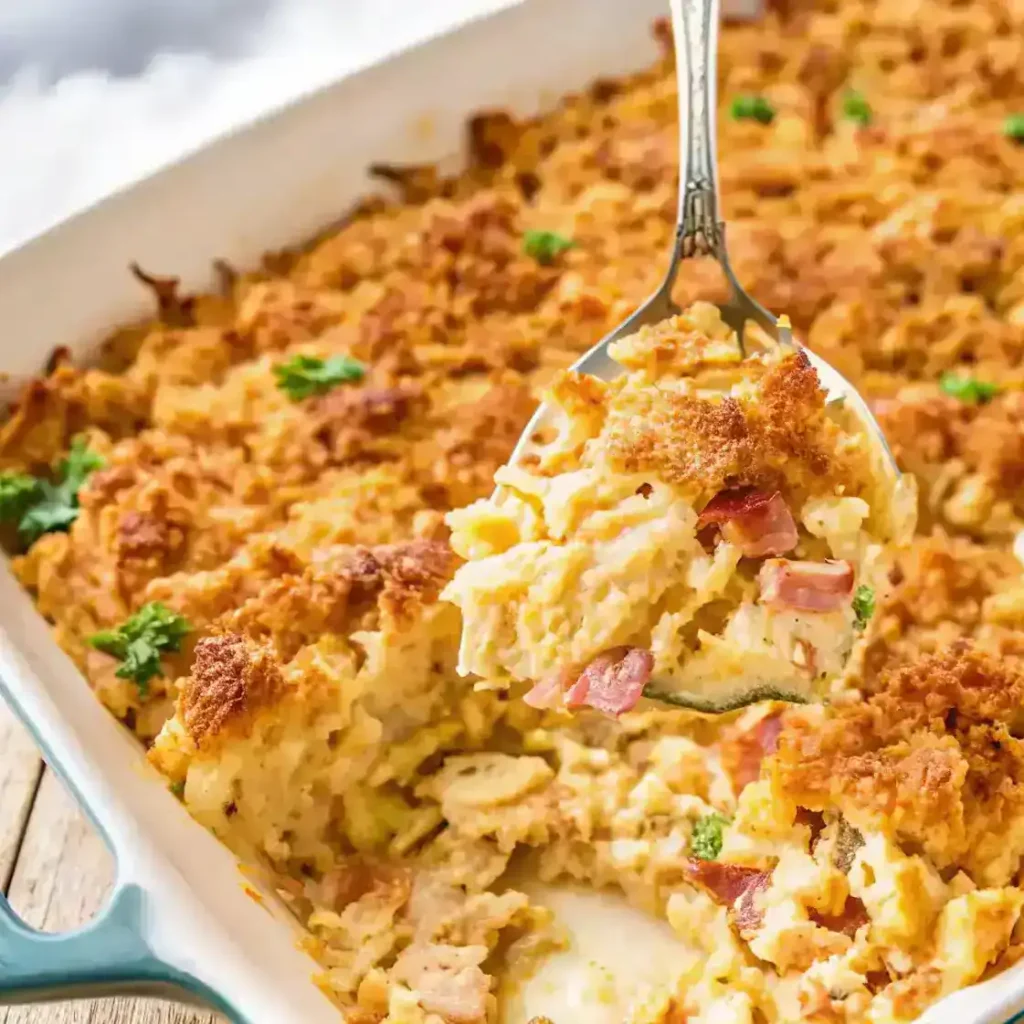 Neiman Marcus Chicken Casserole a creamy, cheesy, bacon-topped comfort dish perfect for family dinners. Easy to make, rich in flavor, and always a crowd-pleaser.