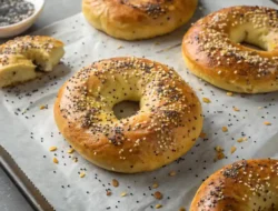 Homemade cottage cheese bagels, soft inside and slightly crisp outside, ready to eat.