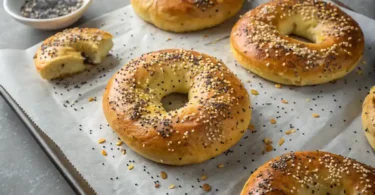 Homemade cottage cheese bagels, soft inside and slightly crisp outside, ready to eat.