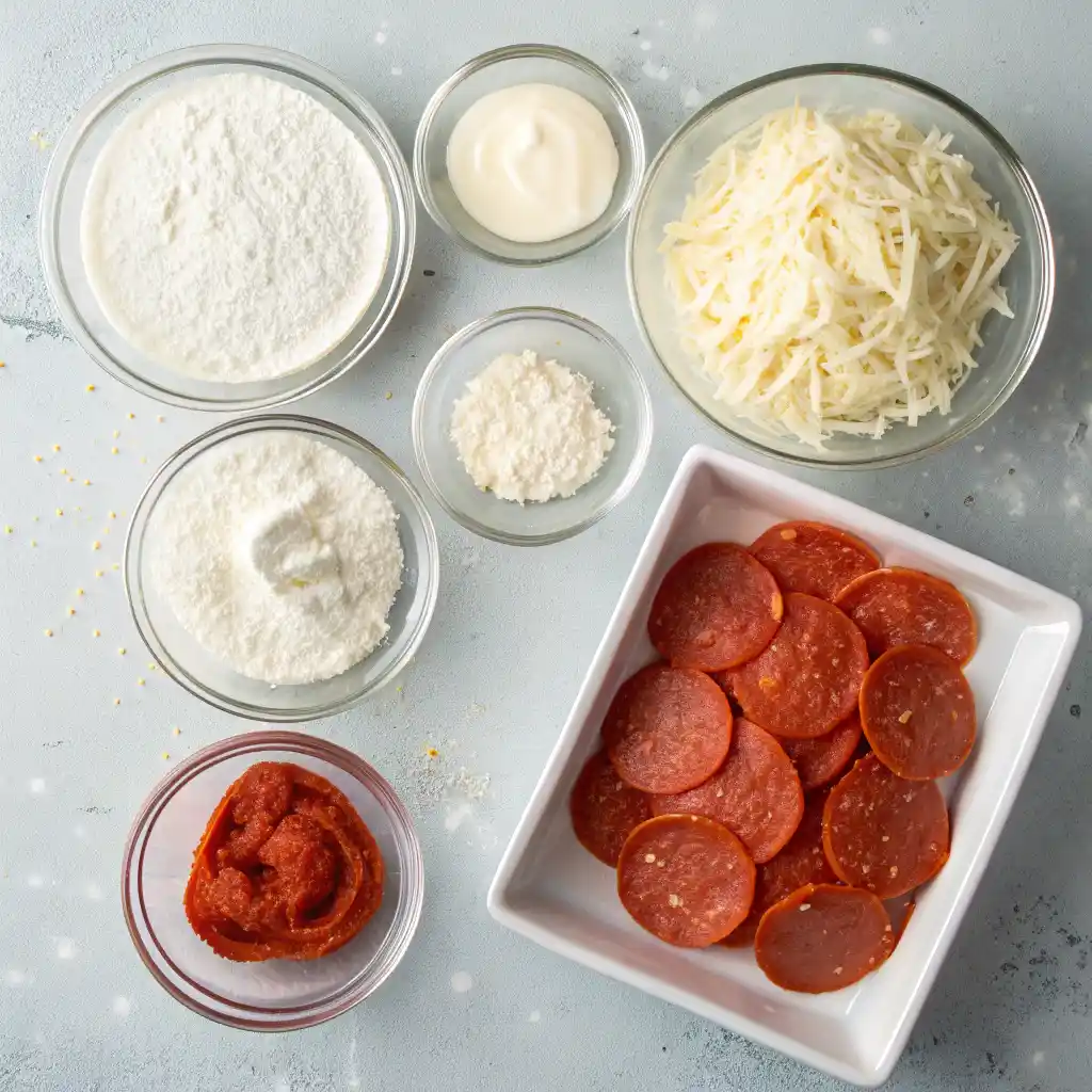 Close-up of a crispy high protein pizza crust with tomato sauce and melted cheese.