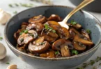 Sliced baby bella mushrooms ready for Easy Marsala Mushrooms recipe