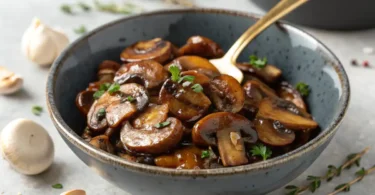 Sliced baby bella mushrooms ready for Easy Marsala Mushrooms recipe