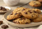 Freshly baked Oatmeal Chocolate Chip Cookies cooling on a wire rack, golden and chewy