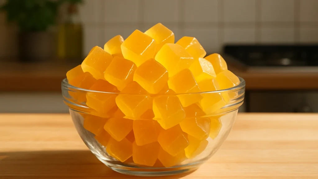A glass of homemade gelatin for the Gelatin Trick Diet morning routine