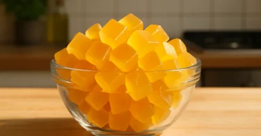 A glass of homemade gelatin for the Gelatin Trick Diet morning routine