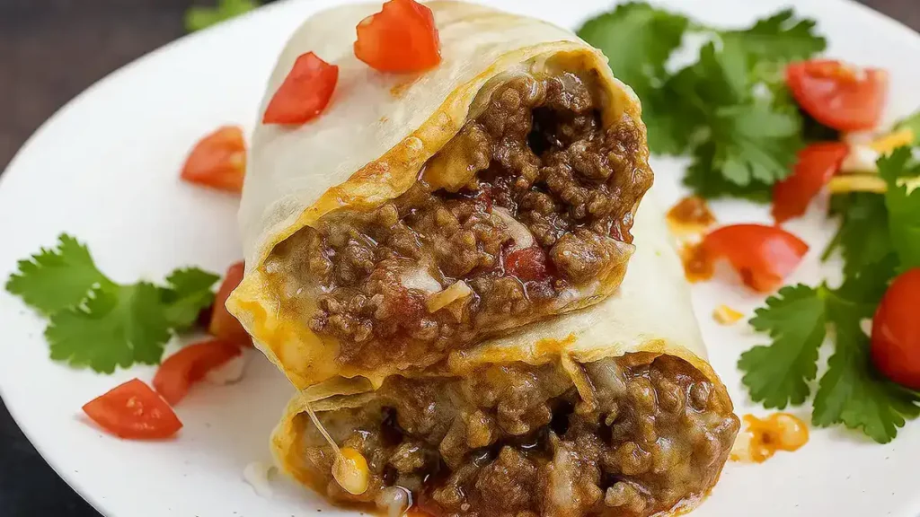 Homemade Taco Bell Meximelt Recipe with melted cheese and seasoned beef in a soft tortilla