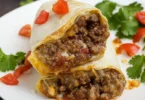 Homemade Taco Bell Meximelt Recipe with melted cheese and seasoned beef in a soft tortilla