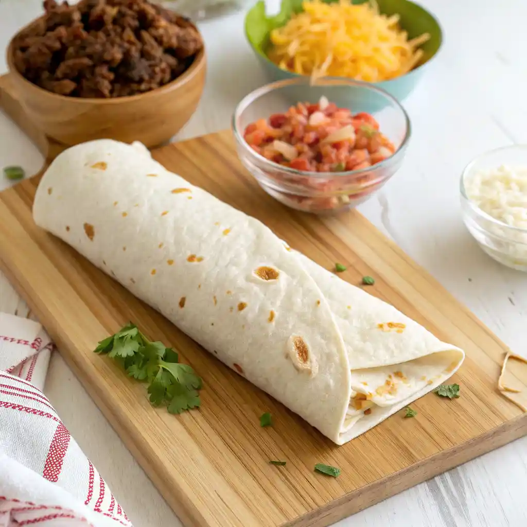 Copycat Taco Bell Meximelt Recipe on a plate with salsa and lime wedges