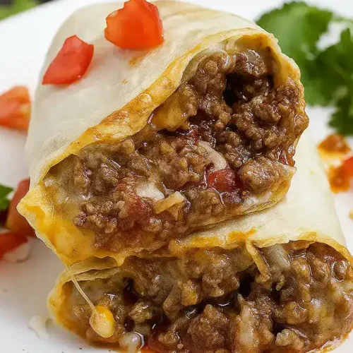 Homemade Taco Bell Meximelt Recipe with melted cheese and seasoned beef in a soft tortilla