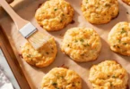 Freshly baked cheddar bay biscuit served warm with melted butter.