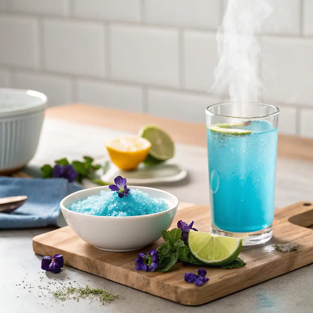 Preparation process of the Horse Salt Recipe for Men, mixing blue salt and citrus in lukewarm water