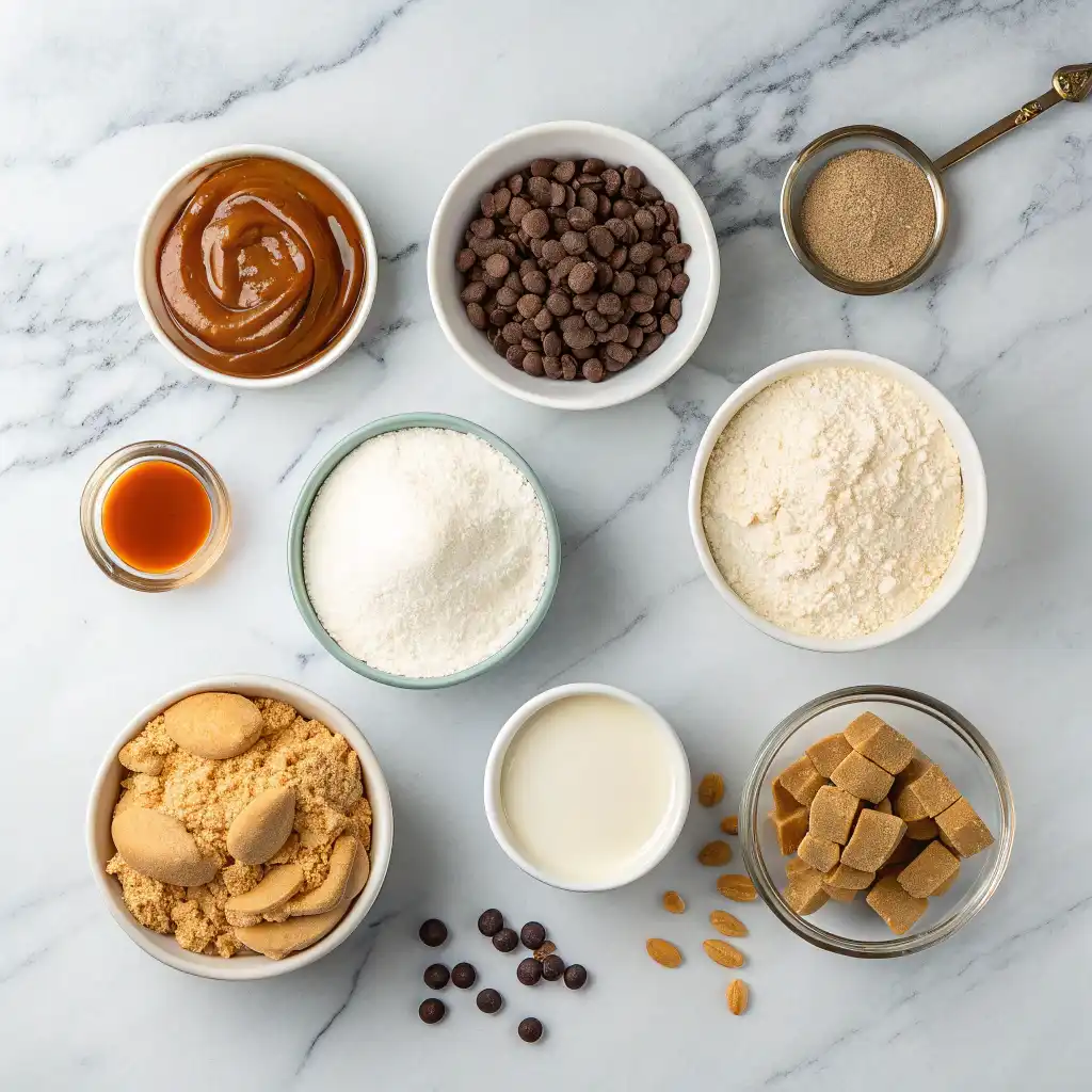 Close-up of creamy peanut butter and vanilla protein powder for a homemade protein cookie dough recipe